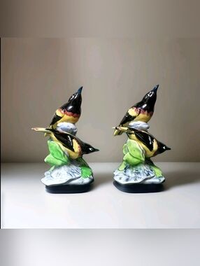 Vintage Pair Of Stangl Pottery Bird Figurines #3402D Double Orioles Artist MW